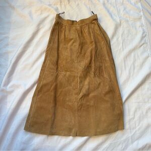 Vintage Elegant Tan A-Line Suede Skirt